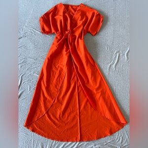 Chic High Low Orange Dress